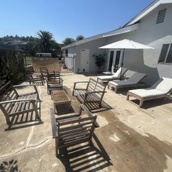PostID#16: Patio Furniture (chaise, chairs, cushions, table, umbrella)