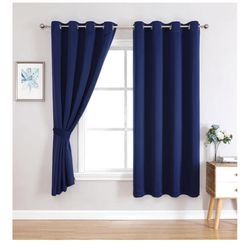 3 Panels Of Navy Blue Blackout Curtains 