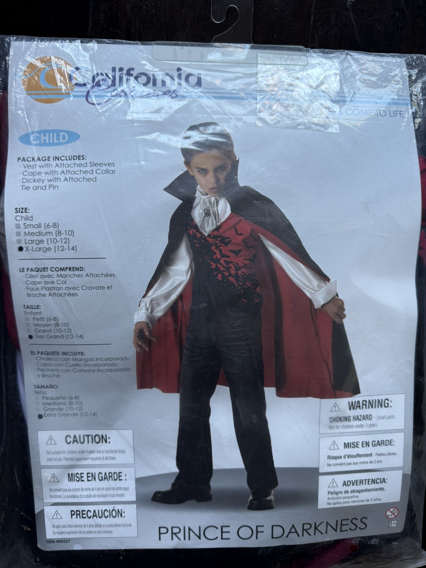 Vampire Costume For Boys 12-14