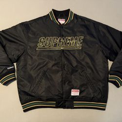 Supreme x Mitchell & Ness Camo Logo Varsity Jacket SS25 Brand New DS