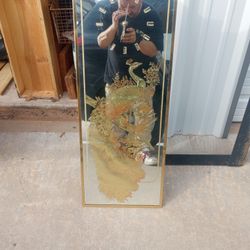 Vintage Gold Leaf Peacock Mirror Wall Clock 