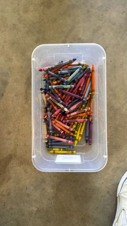 Crayons and bin