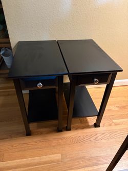 Pair of Black End Tables with Drawers.  Read description 1st