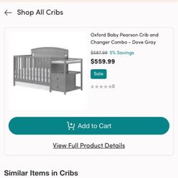 Oxford Baby Pearson Crib and Changer Combo - Dove Gray