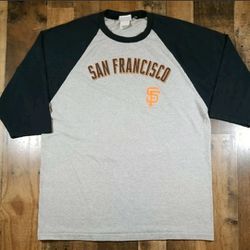 San Francisco SF Giants Men's Raglan Baseball Tee Shirt XL Gray & Black