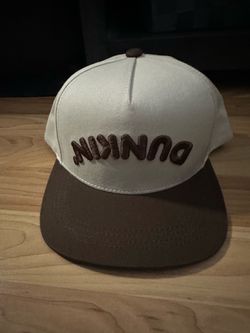 Dunkin' White/Brown Solid Baseball Cap Hat, Adjustable, One Size, EST 1950