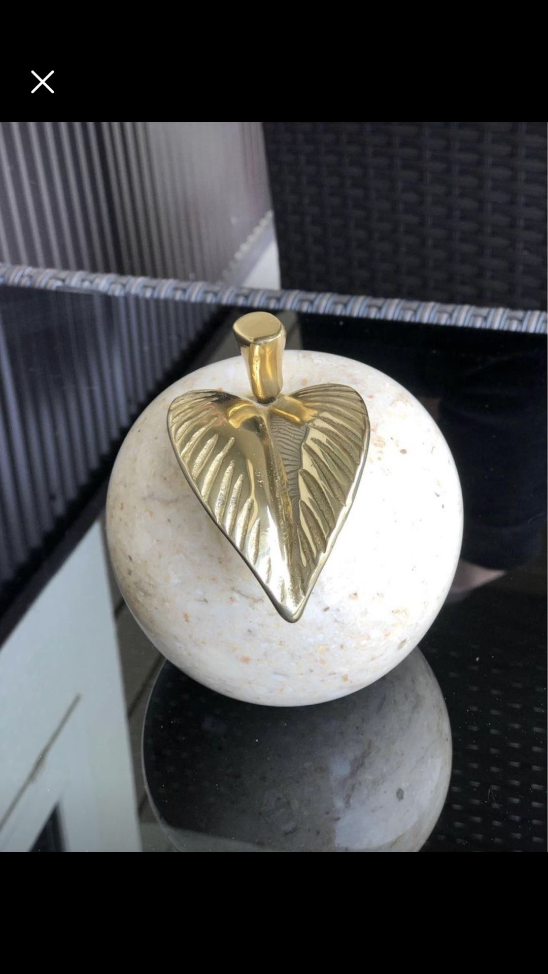 Marble Apple With Gold Leaf Decor