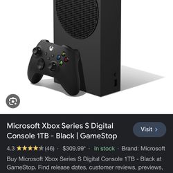 Microsoft Xbox Series S Digital Console 1TB - Black | GameStop