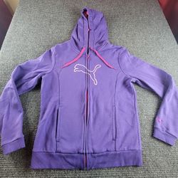 Girls Puma Large Purple Full Zip Hoodie Pullover 