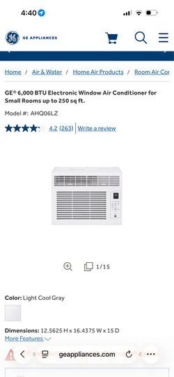 🥶GE Window Air Conditioner Dimensions: Width: 18 19/32" Depth: 15 23/32" Height: 12 3/4"🥶6,000 BTU