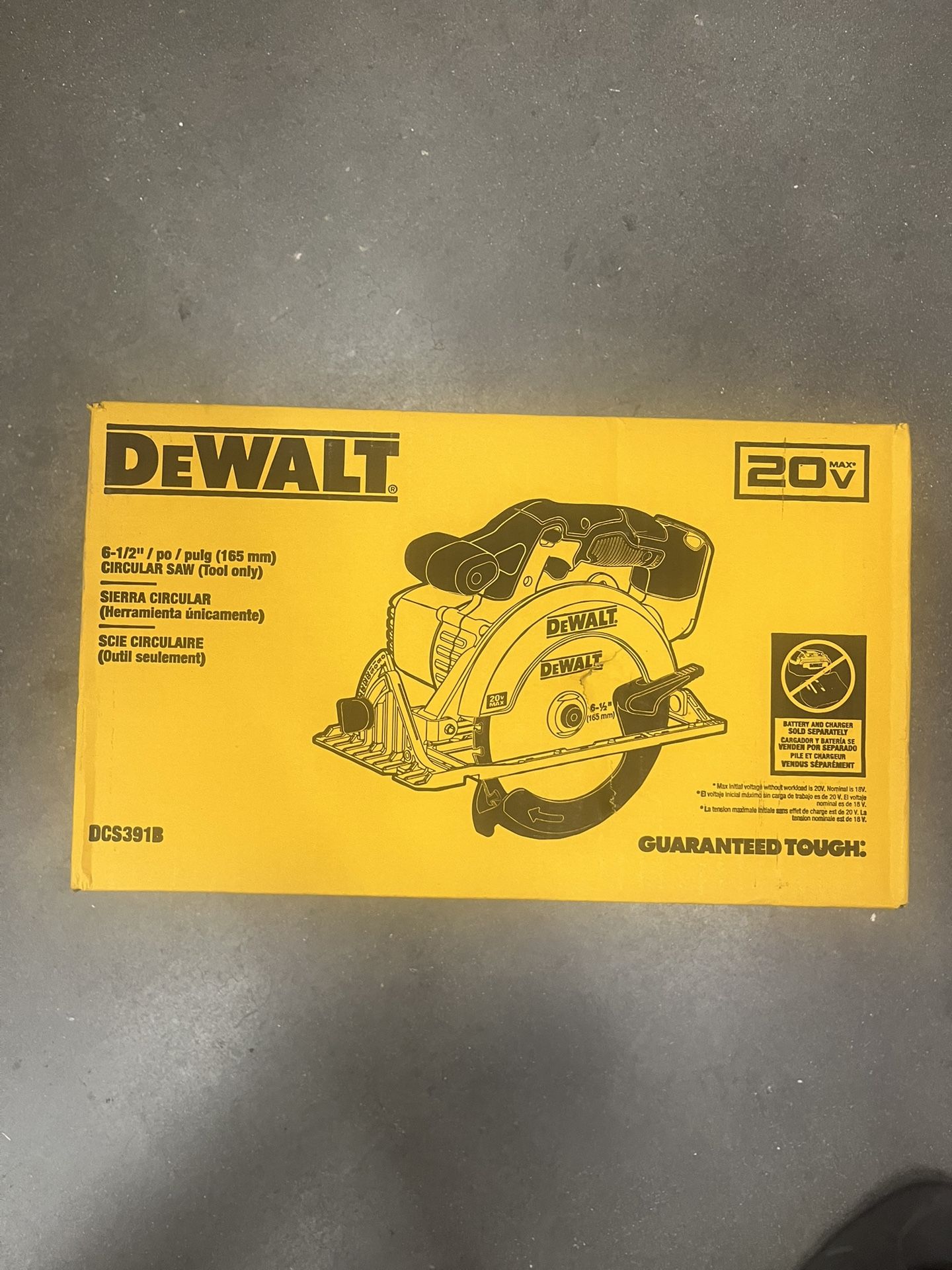 DEWALT 20V MAX 6-1/2 in. Circular Saw (Tool Only), model DCS391B.  