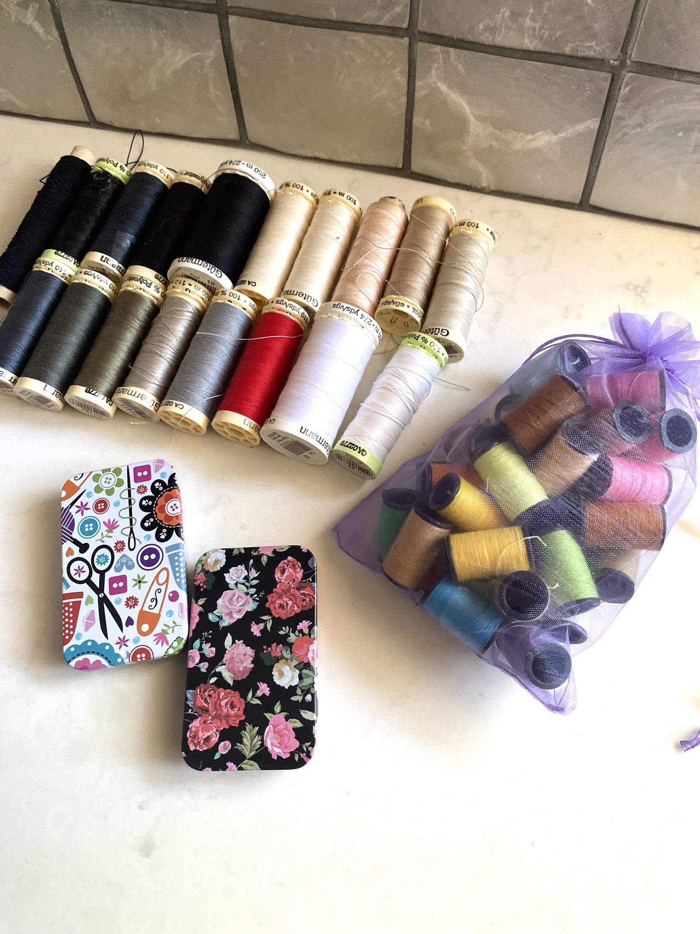 Sewing Thread Guterman 54 plus spools and more -some new / some partially used   58 items total  16 spools Guterman 2 long spools (similar to Guterman