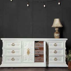 Long White Dresser Buffet Credenza TV Stand