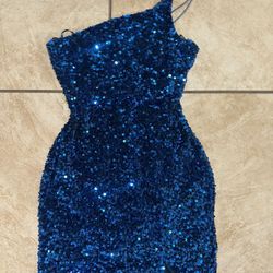 Blue Sequin Dress NEW! S!
