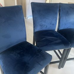 6 Royal Blue Tall Suede stools