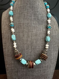 Turquoise Beaded Statement Necklace - Women Jewelry