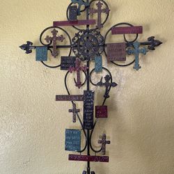 Oversized Large Metal Cross Bible Verses 