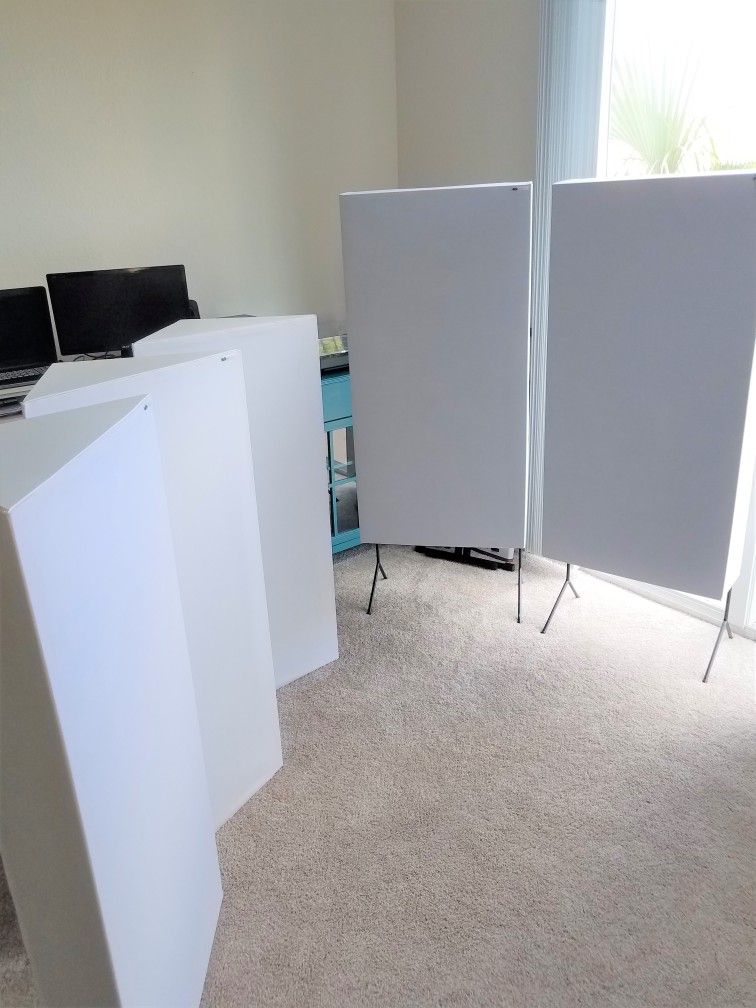 Acoustic Treatment Panels - 7 Used GIK Acoustics Corner Tri-Trap Bass Traps and 2 Monster Bass Traps (with stands)