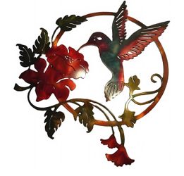 Brand new Round Metal Bird Wall Art Decor - Hummingbird Wall Art Silhouette for your patio, garden, and fence Art Decor, Bird Wall Silhouette Indoor a