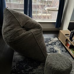 LOVESAC PillowSac with Foot Rest In Chinchilla Dense Phur