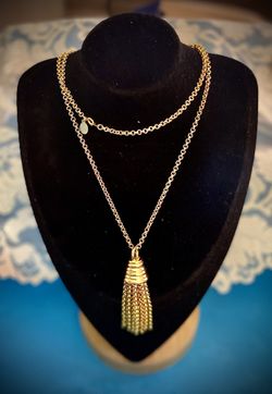 Vintage Joan Rivers 30” Gold Tone Chain With Tassel Pendent