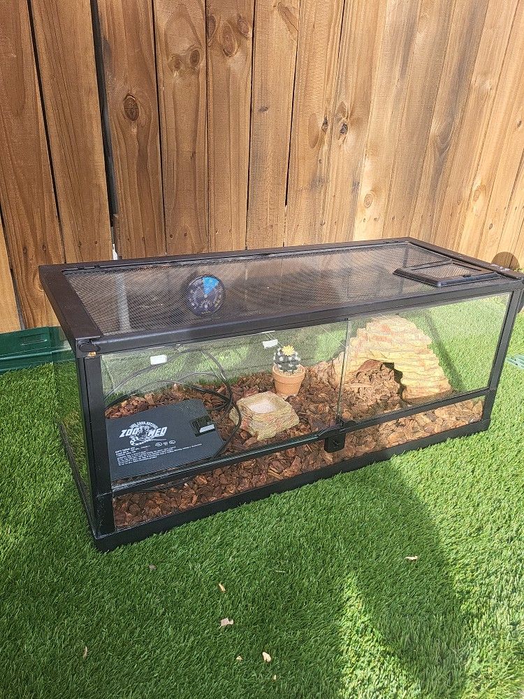 Glass Reptile Terrarium 20 Gallon, Front Opening Reptile Tank 30" x 12"x 12" for Reptile Pets