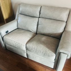 Grey Leather Recliner Love Seat