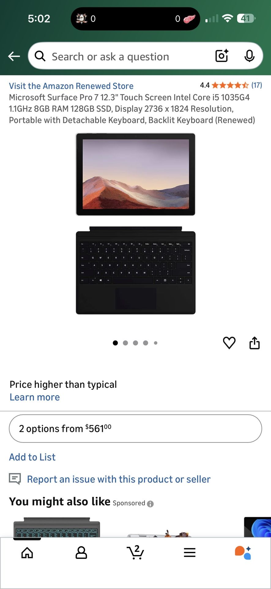 Microsoft Surface Pro 7 Tablet With Keyboard And Case