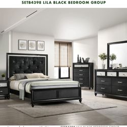 Bedroom Set 5PC Black In Queen 😍🥰