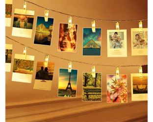 Betus 10 Ft 20 LEDs Photo Clips String Lights - Fairy Twinkle Light Hanging Photos Pictures Cards