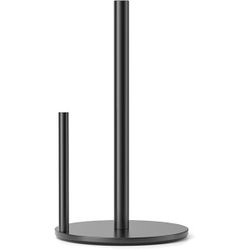 Paper Towel Holder Black, Premium Stainless Steel Kitchen Roll Dispenser, Countertop Roll Organizer with Weighted Base