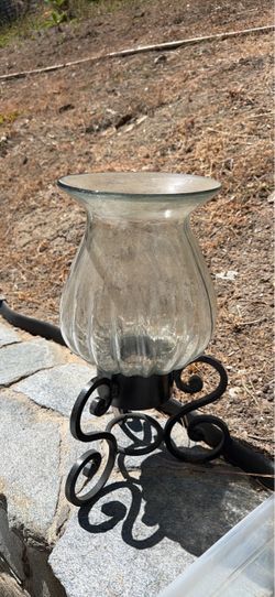 Glass Hurricane Candle Holder with Iron Stand