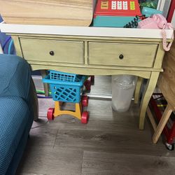Small 2 Drawer Wood Green Dresser/desk
