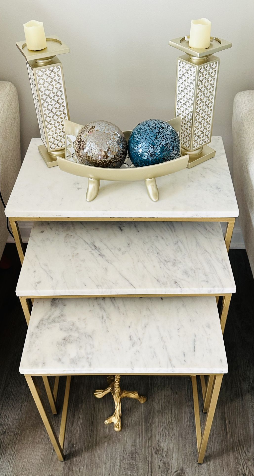 Triple Nesting Table REAL MARBLE