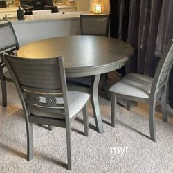 Brand New,  Gray Round Dining Room Set,  Table, Chairs,  Comedor// Delivery Available 