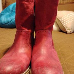 Red Leather Cowgirl Boots 