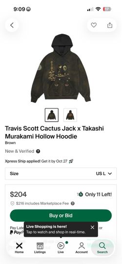 CACTUS JACK X TAKASHI MURAKAMI HOLLOW HOODIE LARGE TRAVIS SCOTT