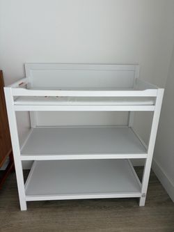 White Baby Changing Table with Shelves