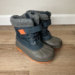 Cat & Jack Boys Toddler Blue and Orange Winter Snow Boots, Size 10