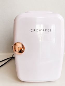 CROWNFUL Mini Fridge, 4 Liter/6 Can Portable Cooler and Warmer Personal Refrigerator for Skin Care, Cosmetics, Beverage, Food,Great for Bedroom, Offic