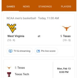 Tickets To Ut Vs W Virginia Today (4 Tickets)