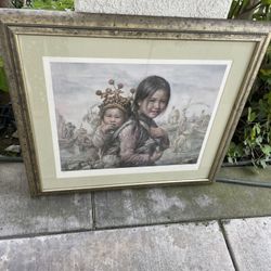 Kee Fung Ng 伍奇峰 Signed Limited Edition Lithograph 1977 Portrait of Girl Framed 