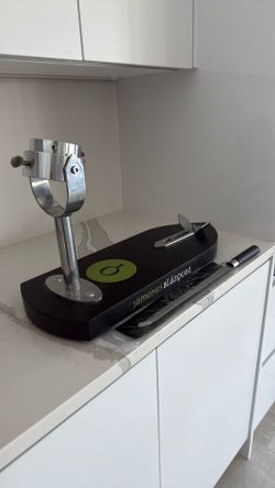 Wooden stand (for whole leg ham) with knife