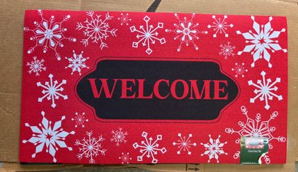 Welcome Door Mat With Snowflakes