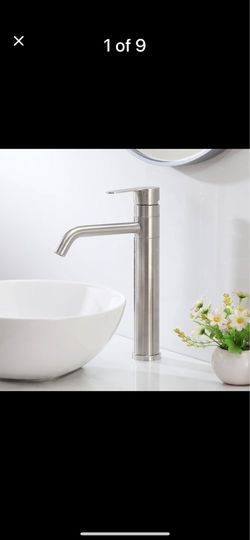 Tall Bathroom Faucet, Brushed Nickel And Black Vessel Sink Faucet Single Hole  black and Nickel F 26N $30