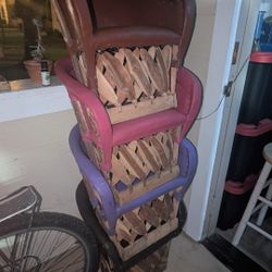 4 Leather Like Chairs For Kids And One Table