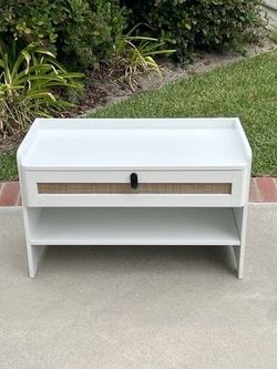 Cheap! Entryway Bench Cabinet w/ Storage Drawer & Shoe Shelf