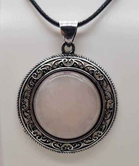 Rose Quartz Antique Silver Necklace 