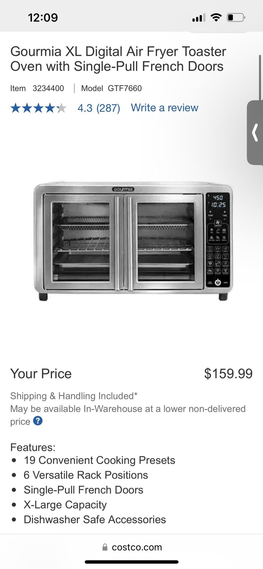 Gourmia air fryer oven food rack position chart