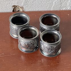 Antique! 1902 Arthur Harris Silver Plated Napkin Ring Set of 4 Birmingham England